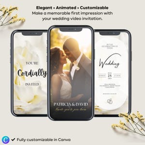 Animated Wedding Invitation | Video Custom Wedding Digital Invitation | Editable Digital Canva Template Electronic Wedding Video Invitation