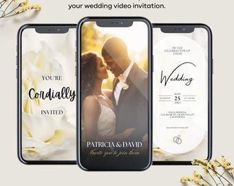 Animated Wedding Video Invitation, Custom Digital Wedding Invite, Editable Canva Template, Electronic Wedding Invitation