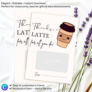 Thank You Gift Card Holder Staff Appreciation Gift Teacher Thank You Card Coffee Gift Card Holder Employee Gift Volunteer Gift Printable PDF