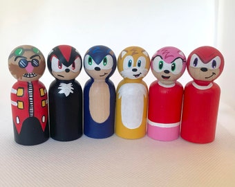 Speedy Blue Hedgehog Peg Dolls