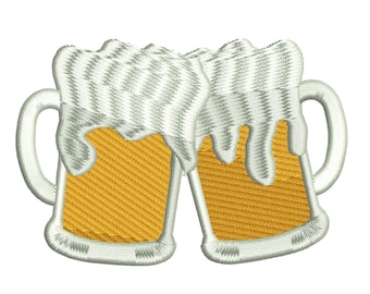 Beer Mugs Embroidery Design. Beer Mug Silhouette Embroidery. Beer Mug Design. Mini Beer Mug. Machine embroidery design. Beer Embroidery