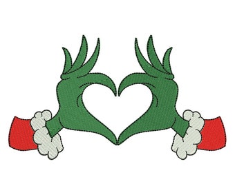 Love heart Embroidery Design. The Grinch Embroidery Designs, Valentines day Embroidery Designs,
