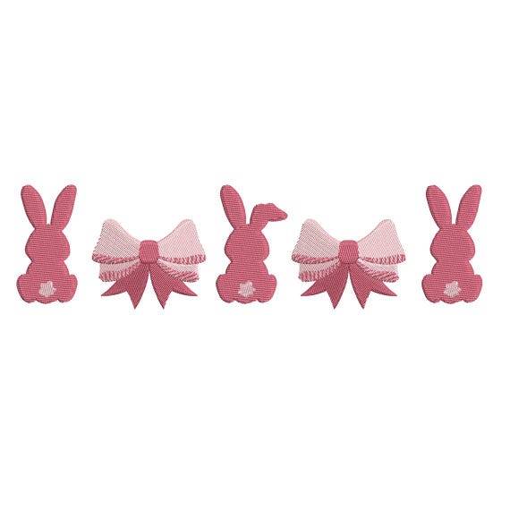Coquette Bunnys Embroidery Design, Easter Embroidery Design, Instant Download, Instant Download