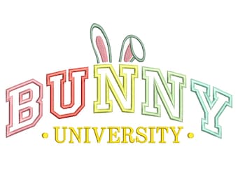 Bunny University Borduurontwerpen, Paasborduurontwerp, Vrolijk Pasen Machineborduurbestand, Direct downloaden