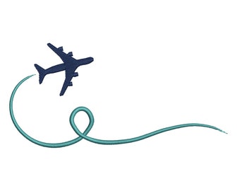 Trip Journey Flight Travel Embroidery Design. Airplane Machine Embroidery Design. Mini Airplane Embroidery