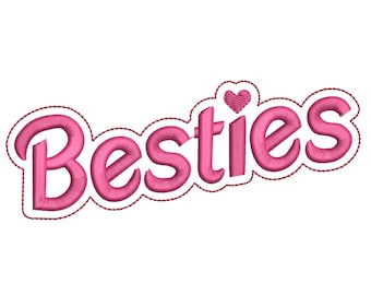 Besties Embroidery Designs, Valentines day Embroidery Design, Holiday Machine Embroidery File