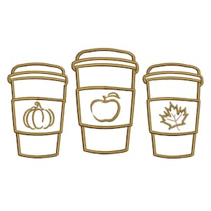Coffee Embroidery Design, Autumn Embroidery Designs, Pumpkin, Fall Shirt, Halloween, Thanksgiving, Instant Download