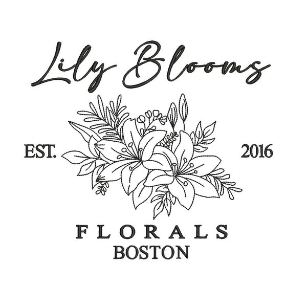 Lily Bloom Borduurontwerp, Het eindigt met ons borduurwerk, Florals Book Machine Borduurontwerpen