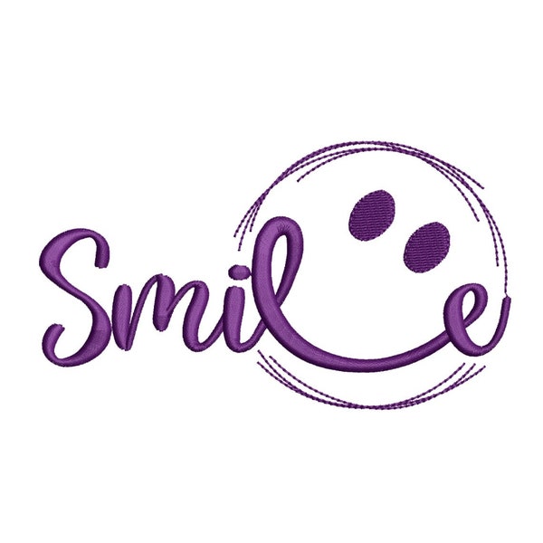 Smile Embroidery Design, Happy Face Embroidery, Trendy Holiday Machine Embroidery File