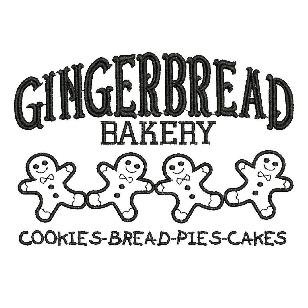 Gingerbread Bakery Embroidery Design, Christmas Embroidery Design Etsy