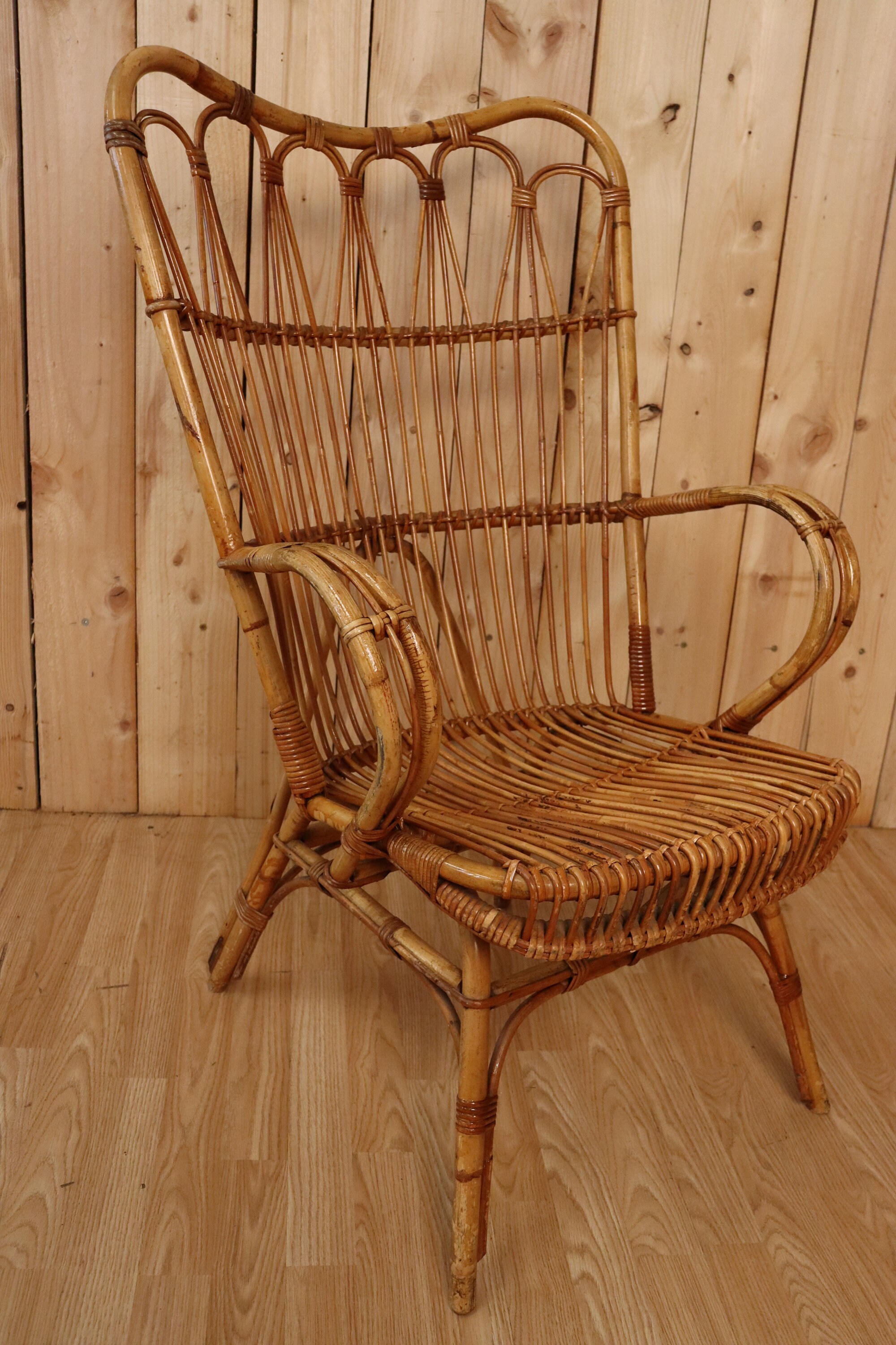 Fauteuil rotin naturel vintage bagatelle CDIV22