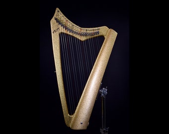 22 String Iris Harpy with Levers - Electric-Acoustic Harp - Gold