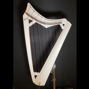 33 String Athena Harpy with Levers - Electric-Acoustic Harp - White Mate