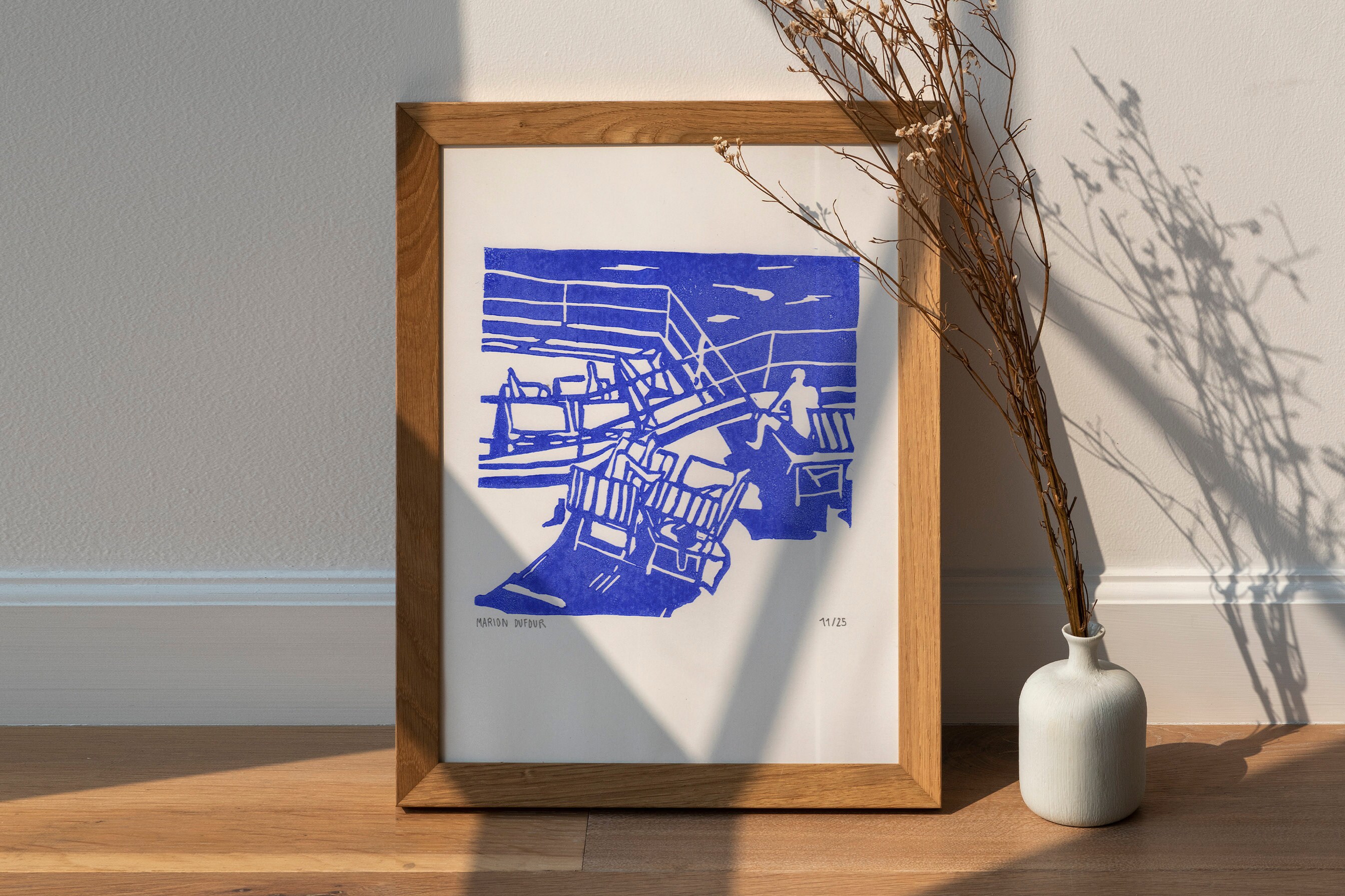 Affichette Linogravure Le Bronzage, Marseille A4