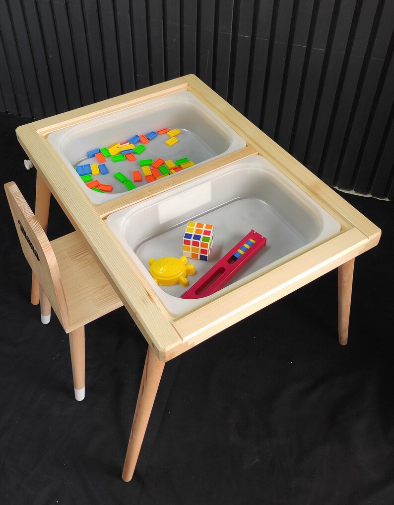 Wood Activity Table Kids Table and Chair Game Table Gift Etsy