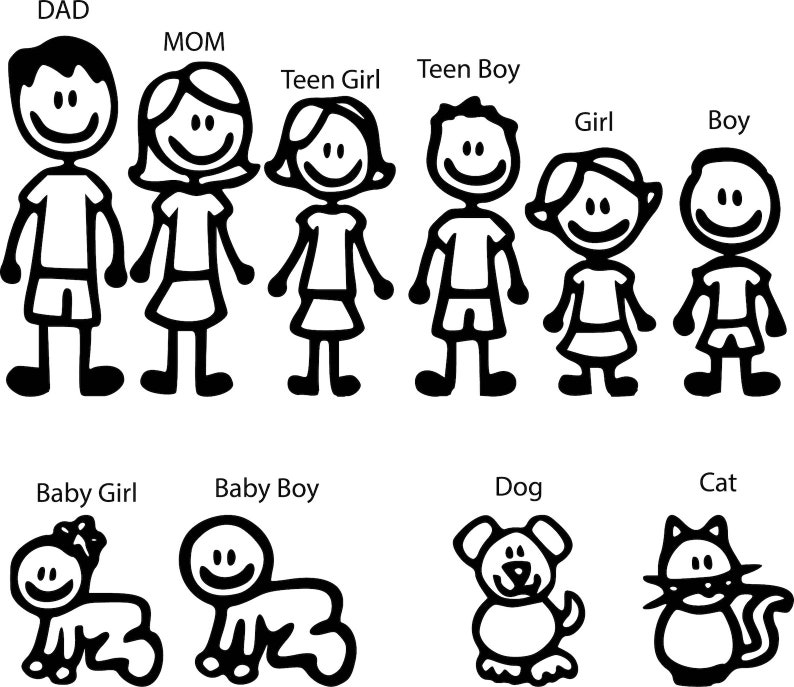 Stick Figure Custom Family Sticker Decal | Family Members Sticker Decal ...
