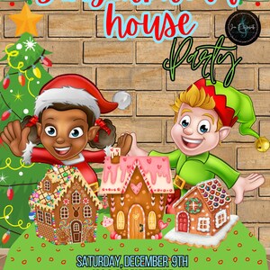 Gingerbread House Party Invitation Template, Gingerbread, Christmas Invitation, Gingerbread Day, School Christmas, Christmas party, Editable
