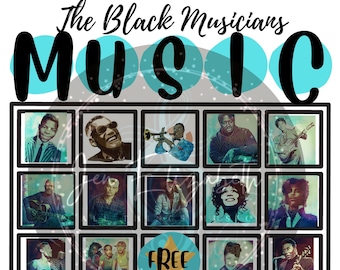 Black Musician Music Bingo- set of 30 cards, Printable Bingo, Printable Black Musician, Black History Month,Black Music Game,Music Education