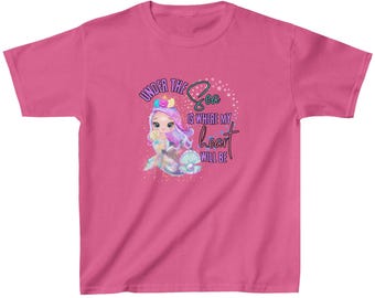 Fairytale Mermaid Under the Sea Kids Heavy Cotton™ Tee, Mermaid Shirt, Mermaid Birthday, Under the Sea shirt,Mermaid girl,Girl Birthday Gift