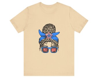 Pretty Patriot Unisex Jersey Short Sleeve Tee, Patriot Woman, Patriotic Woman, American Girl, American Patriot, Conservative shirt, MAGA