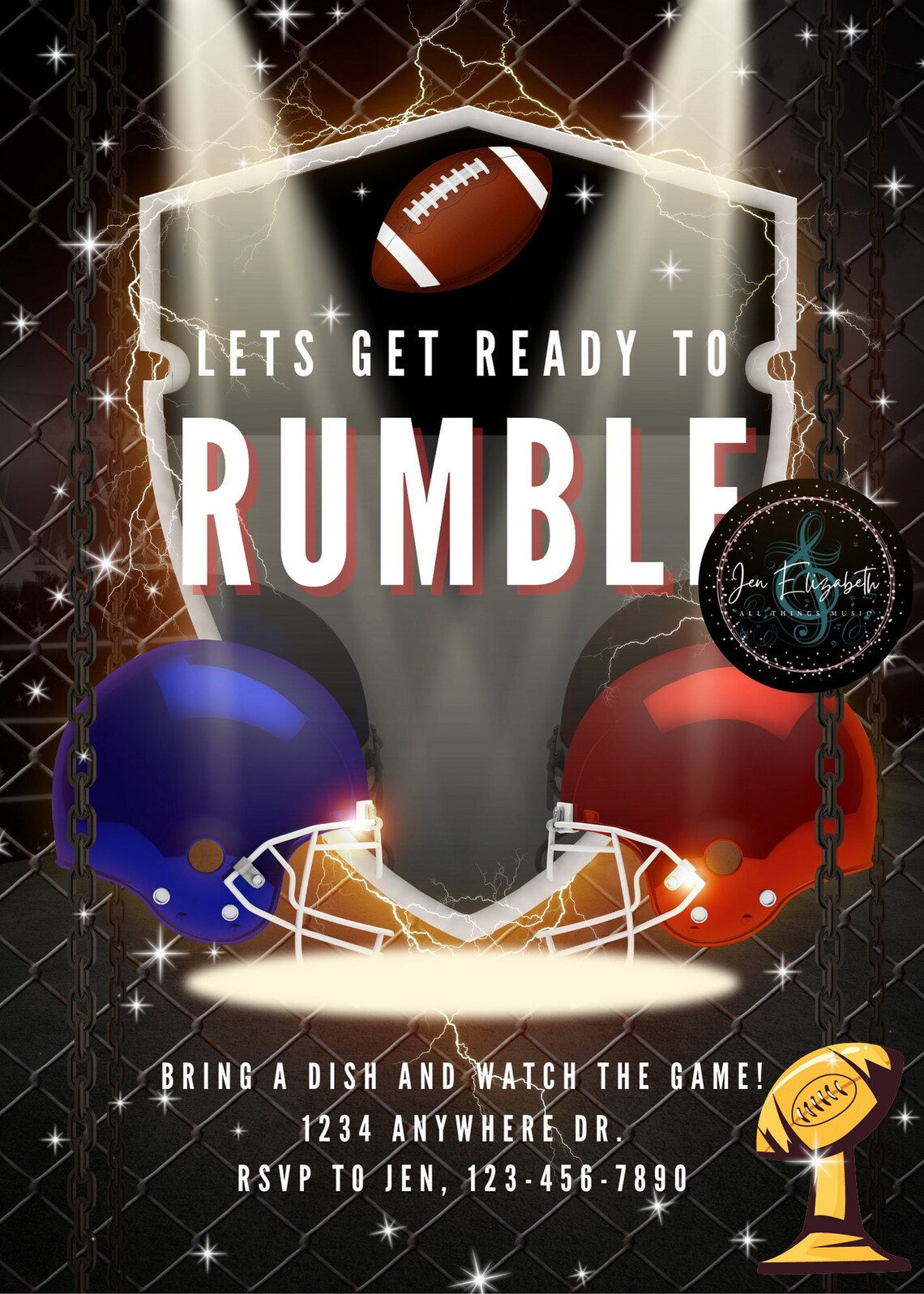 Superbowl/football Party Invitation Template, Superbowl Event, High