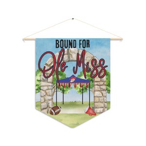 Bound for College Pennant, Mississippi Football, High School Graduate Decor, Oxford, College Football Gameday, Game Day Flag