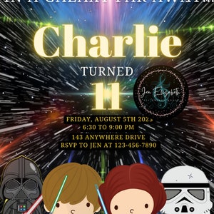 Galaxy Birthday Invitation Template, Outer space birthday, Outer space Party, boy girl kid birthday invitation, editable birthday invitation