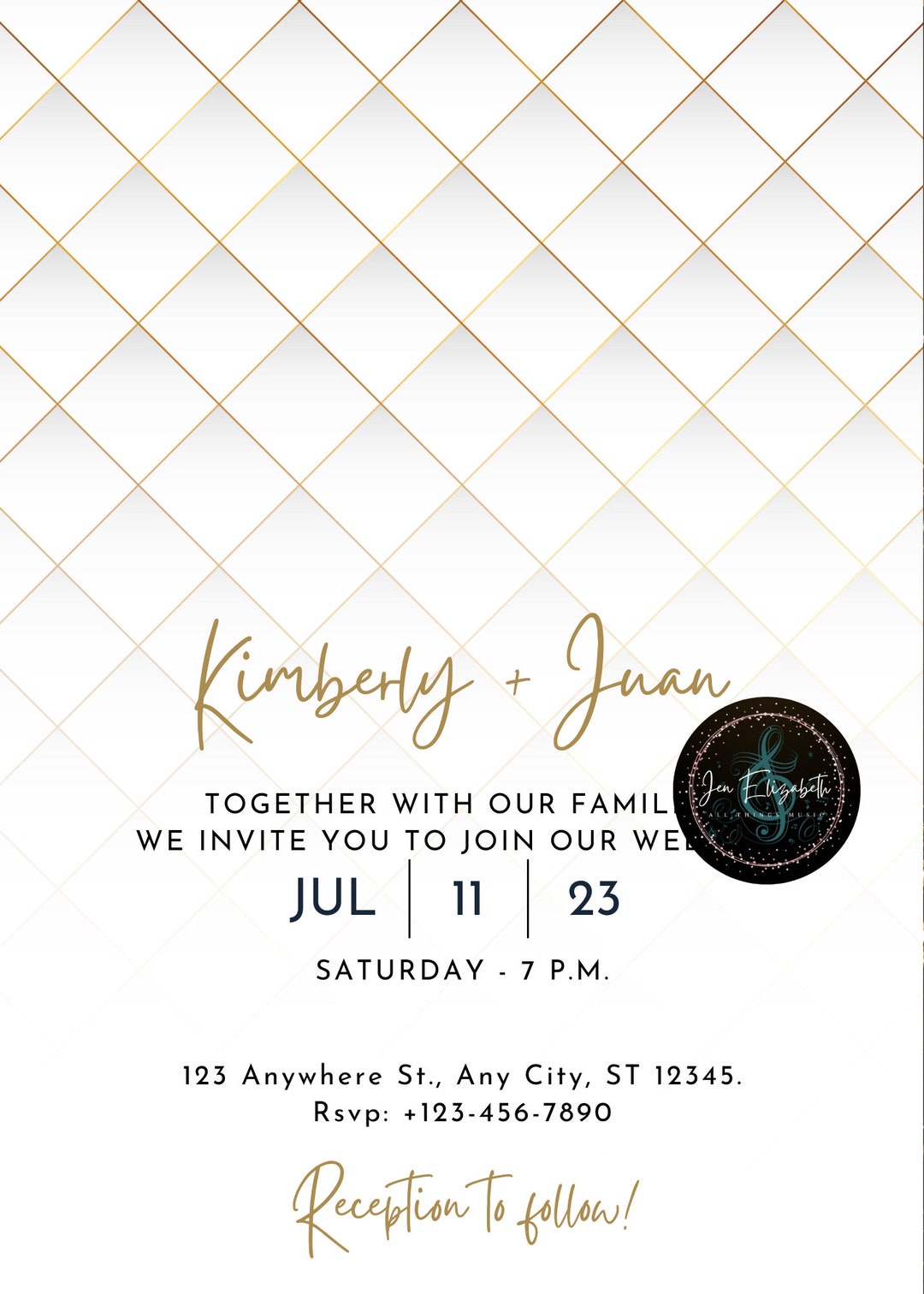 Elegant White Gold Wedding Invitation, White Wedding, Gold Wedding ...
