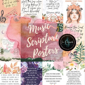 Music Scripture Posters, Printable Scripture, Church Decor, Faith based Decor, Christian Classroom, Christian Decor, Christian Poster