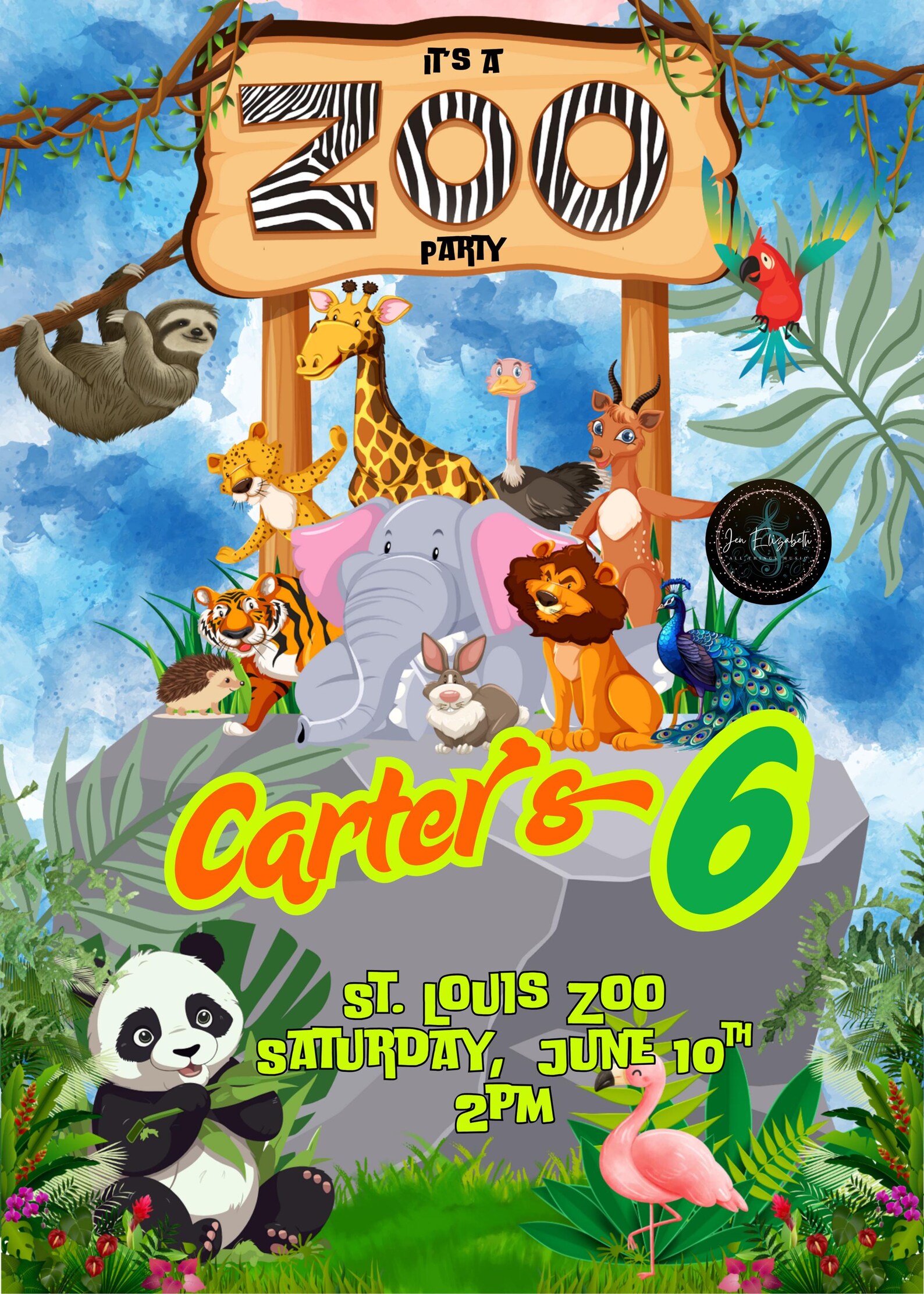 Zoo Birthday Party Invitation Template, Zoo Party, Animal Theme, Zoo ...
