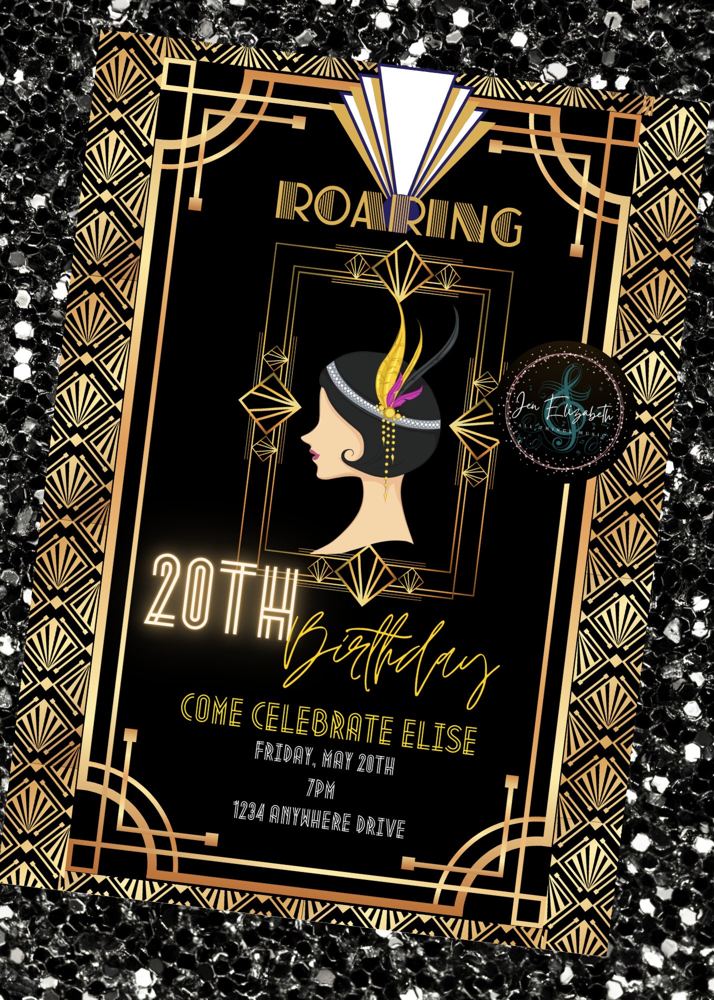 Roaring 20s Birthday/event Invitation Template, Flapper Birthday, 20s Party, Great Gatsby, Speakeasy, 1920s Party, Art Deco, Gold Black - Etsy roaring-20s-birthday-event-invitation-template-flapper-birthday-20s-party-great-gatsby-speakeasy-1920s-party-art-deco-gold-black-etsy