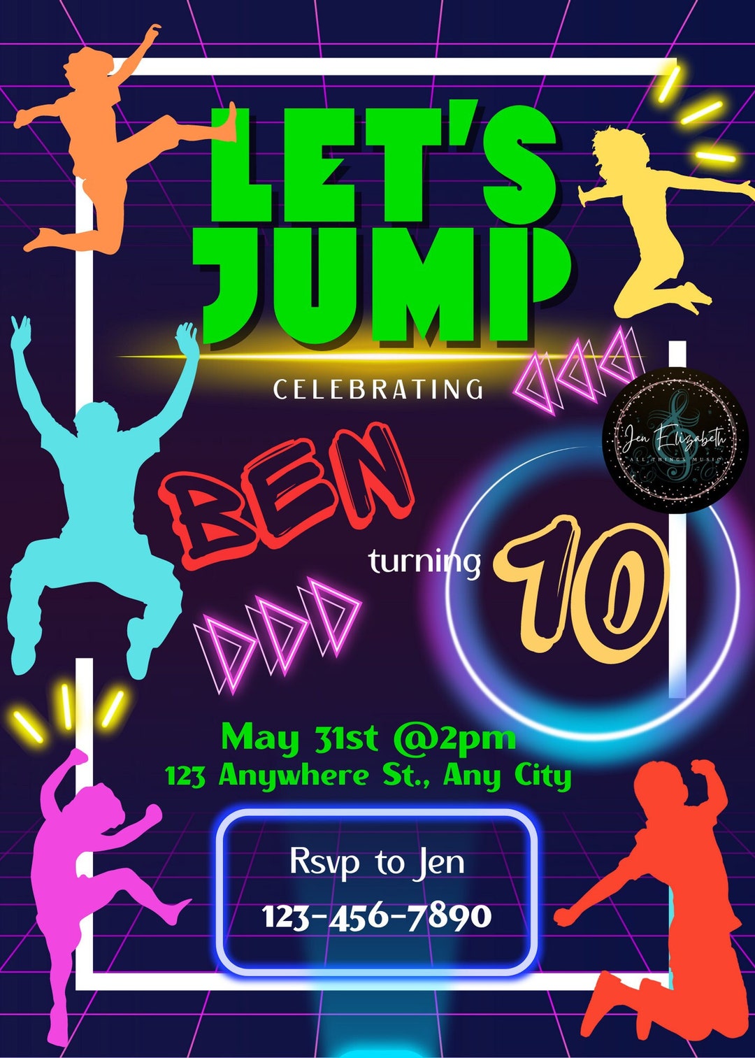 Jump Birthday Invitation Template Etsy