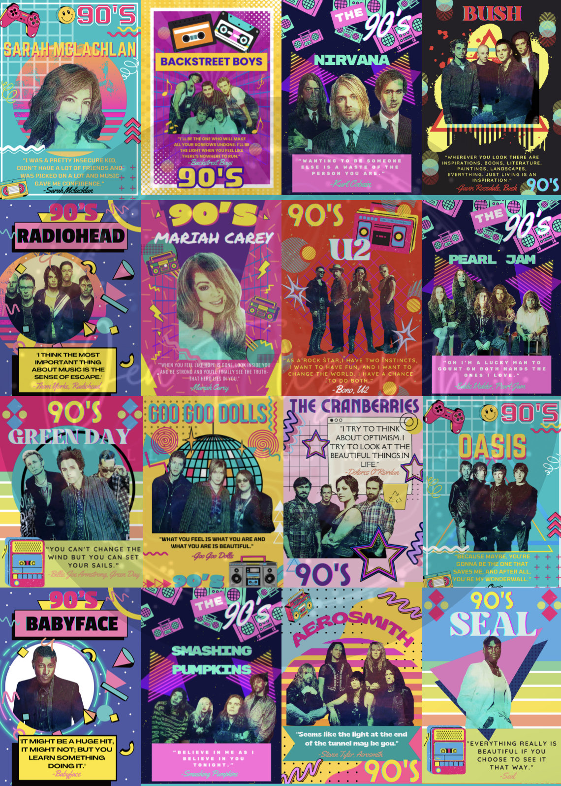 その他 hello artist music day 90 1990's Music Posters- the Decades Series- Set of 42, Music