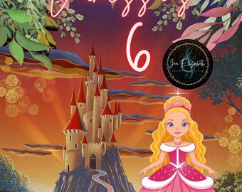 Princess Birthday Invitation Template, princess party, girl birthday invitation, princess editable invitation, little princess, printable