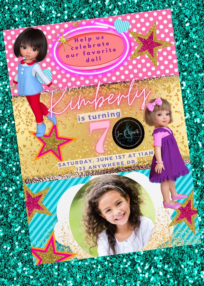 Doll Birthday Invitation Template - Etsy