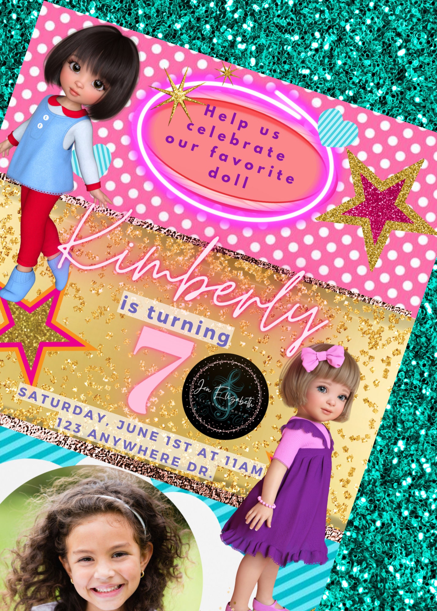 Doll Birthday Invitation Template - Etsy