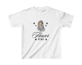 Flower Girl Kids Heavy Cotton™ Tee, Wedding Party shirt, Bridal brunch, Wedding party gift, Bridal shower, Getting ready shirt