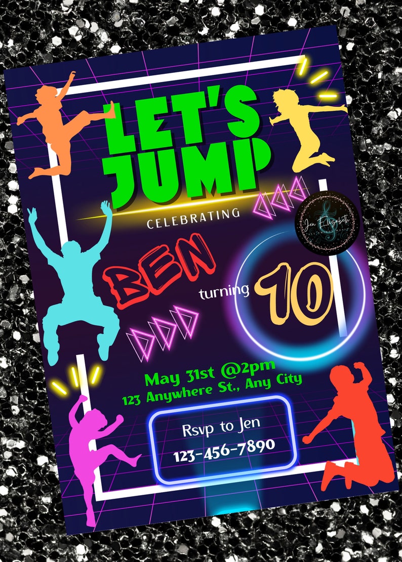 Jump Birthday Invitation Template - Etsy