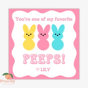 Printable Easter Tag, Easter Gift Tag, Peeps Bunny Classroom Treat Tag, Instant Download