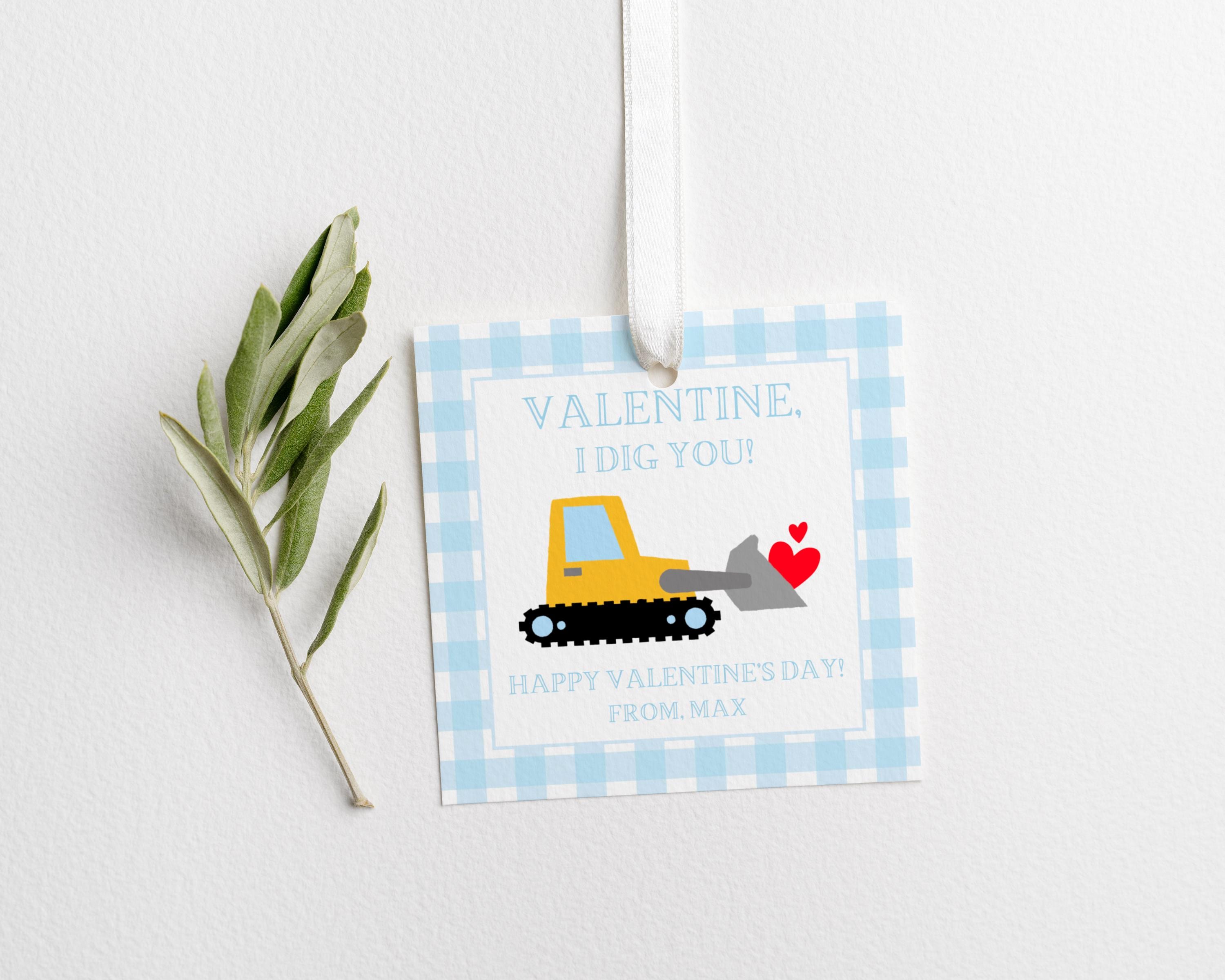 Printable Construction Valentine’s Day Card, I Dig You Valentine’s Day ...