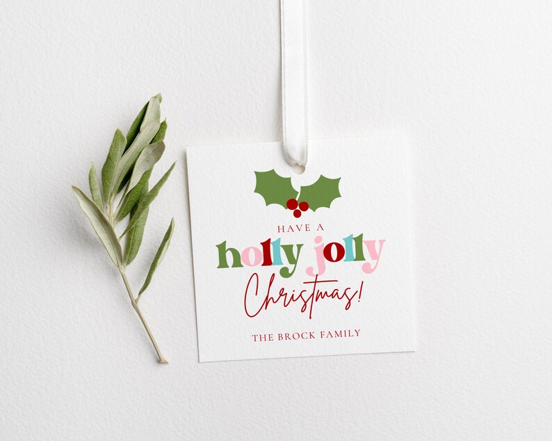 Printable Christmas Tag, Holly Jolly Christmas Editable Gift Tag ...