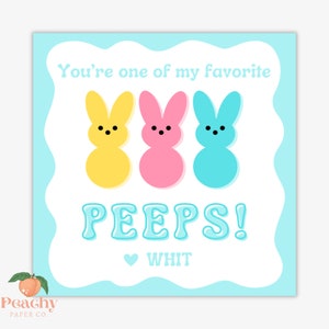 Printable Easter Tag, Easter Gift Tag, Peeps Bunny Classroom Treat Tag, Instant Download