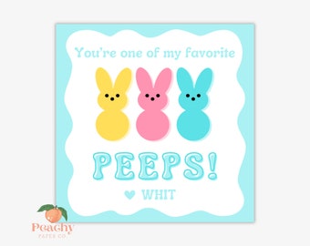 Etiqueta de Pascua imprimible, etiqueta de regalo de Pascua, etiqueta de regalo de aula de Peeps Bunny, descarga instantánea