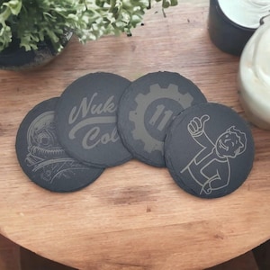 Fallout Slate Coasters Set - Protect Your Tables in Post-Apocalyptic Style!