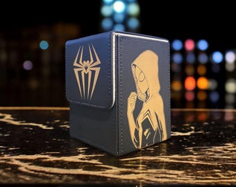 Ghost Spider Gwen Inspired Vertical Deck Box – MTG Universe Beyond Card Organizer | Custom Engraved TCG Storage