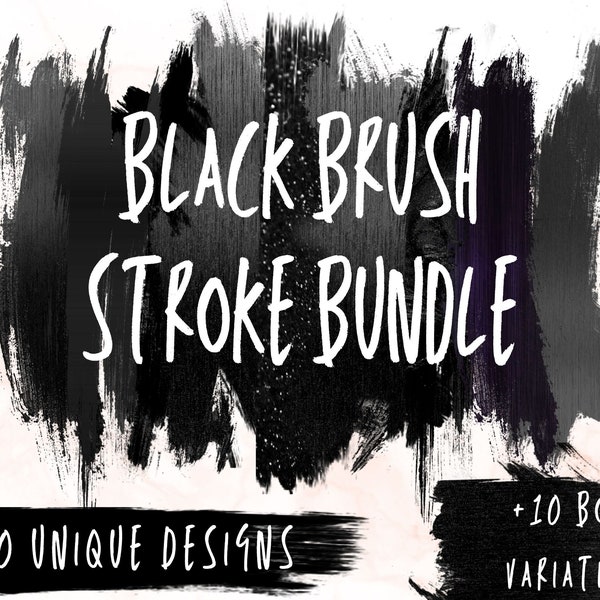 Paint brush strokes Bundle Black Brush Strokes Clipart Hand Drawn SVG PNG Splatter Paint brush Watercolor Glitter Metal Cricut cut file