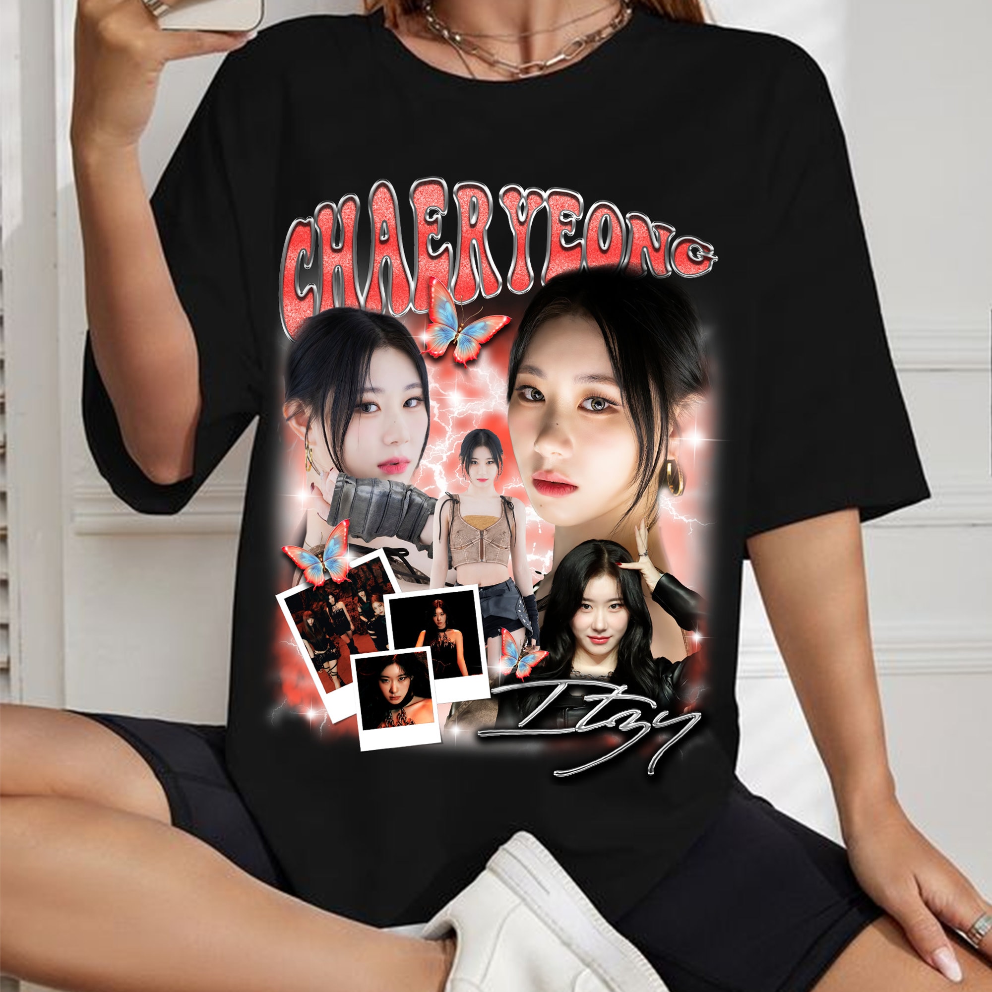 Chaeryeong Itzy Graphic T-shirt, ITZY Born to Be 2nd World