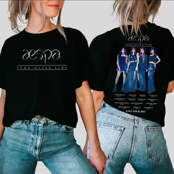 Aespa World Tour 2023 T-Shirt, Aespa Synk Hyper Line Tour Shirt 