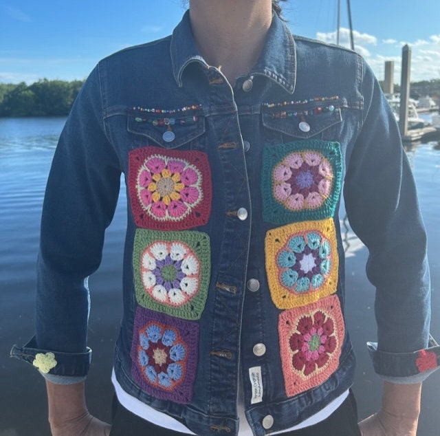 Denim Jacket Crochet Reversible Jean Jacket for Mens Women -  Norway
