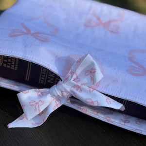Pink Bows Bible Bag - Bible Sleeve - Bible Cover - Large book sleeve